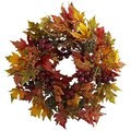 Nearly Natural 24 and rdquo; Maple and Berry Wreath 4810